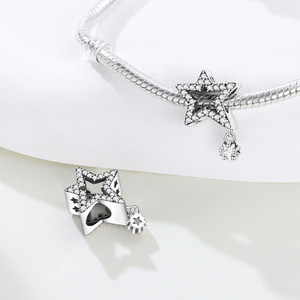 DIY white brass star-shaped tassel <b>beaded</b> <b>bracelet</b> with unique design, featuring inlaid stones, for women - Product Image 5