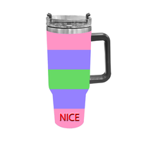 Gobelet de voyage isotherme en acier inoxydable de 40 oz avec motif imprimé arc-en-ciel (design original), idéal pour les déplacements urbains longue distance, les pique-niques en bord de rivière et au parc