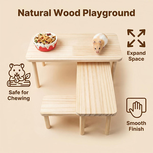 Plataforma de madera maciza para hámster con escalera para mascotas pequeñas, uso en interiores - Product Image 3