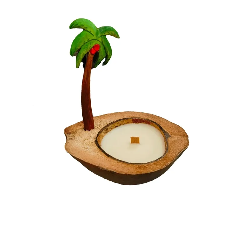 Кокосовая чаша, деревянная чаша из скорлупы кокосового ореха, подсвечник, подставка для стола, центральный элемент, декор для тропических тиков, Луау