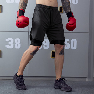 กางเกงออกกำลังกายผู้ชายแบบทอสองชั้น สำหรับฟิตเนส วิ่ง ซับเหงื่อ แบบมีเชือกผูกเอว - Product Image 6