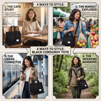 BSCI personnalisé velours côtelé fermeture éclair sac à bandoulière coton toile, sac à main décontracté fourre-tout femme Eco sac à bandoulière Vintage sacs de messager