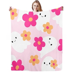 Tùy Chỉnh Phim Hoạt Hình Ma Bí Ngô In Ấn Halloween Dệt Kim Ném Chăn 100% Polyester Thăng Hoa Flannel Chăn - Product Image 6