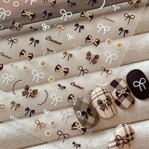 Nuevas pegatinas de uñas con botones y lazos en relieve para otoño e invierno, decoraciones adhesivas traseras explosivas estilo Maillard. - Product Image 6
