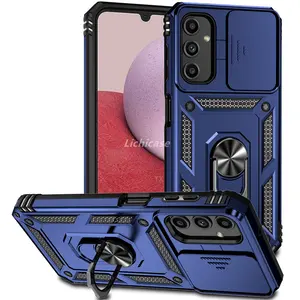 Lichicase Heavy Duty TPU PC 2 in 1 Shockproof Kickstand Case For Samsung A14 Lens Protection Back Cover