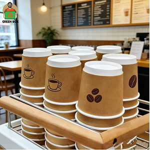 Gobelets en papier kraft jetables écologiques et recyclables personnalisés, 10-22 oz, boissons chaudes, café, thé, lait, logo personnalisé, couvercle - Product Image 1