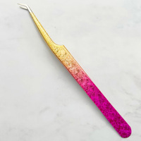 Pince à épiler professionnelle en acier inoxydable coloré, motif fleur de glace, dorée, précision et durabilité, pour recourber les cils