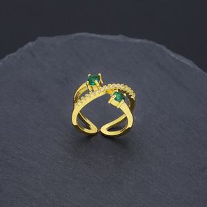 New Arrival 24K Gold Plated Brass <b>Open</b> Cross <b>Ring</b> Fashion Design Zircon <b>Rings</b> for Women-for Engagement Gift or Party - Product Image 2