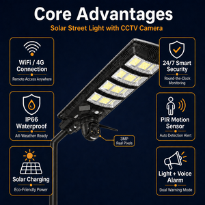 La sécurité de WIFI tout dans une route imperméable a intégré les réverbères solaires extérieurs avec la caméra 4G de télévision en circuit fermé - Product Image 2