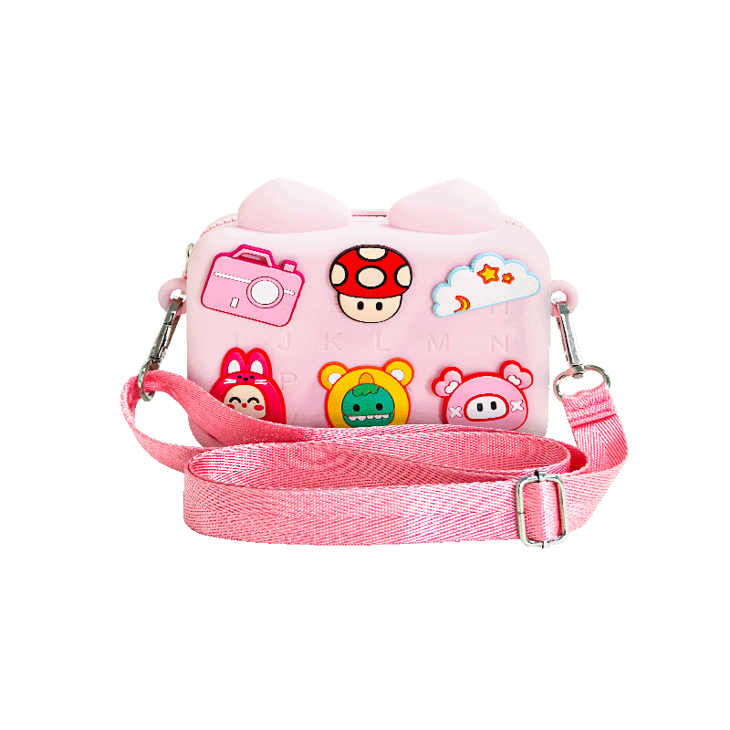 Милые Мультяшные Детские Силиконовые Мешки для монет с кнопками «сделай сам» и цветами, Детская сумка на плечо, сумочка, мини сумка-мессенджер