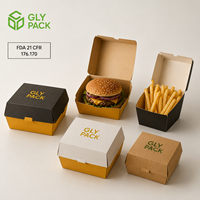 Boîte à burger en carton personnalisée de qualité alimentaire, jetable, pour frites et restauration rapide à emporter en gros pour restaurants