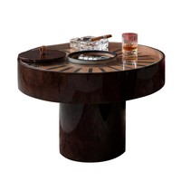 Table à cigares design de luxe à la mode sophistiquée en bois massif stockage Table basse dessus en verre moderne