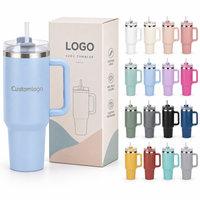 Gobelet isotherme en acier inoxydable à double paroi de 40 oz avec poignée et couvercle à paille pour le voyage, le bureau et l'extérieur – Vente en gros