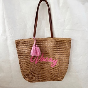 Trung Quốc mua sắm trực tuyến nóng bán giá rẻ đầy màu sắc sọc phong cách với Xử lý giấy rơm Tote Túi - Product Image 5