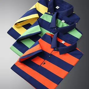 Vente en gros OEM Polos à rayures de haute qualité pour hommes Personnalisation de l'équipe Vêtements de travail formels T-shirts polo uniforme Polo simple
