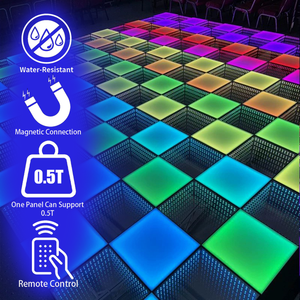 IP65 RGBW 3D 레인보우 인피니티 미러 패널 LED 댄스 플로어 마그네틱 DMX512 원격 제어 Led 플로어 댄스 패널 - Product Image 2