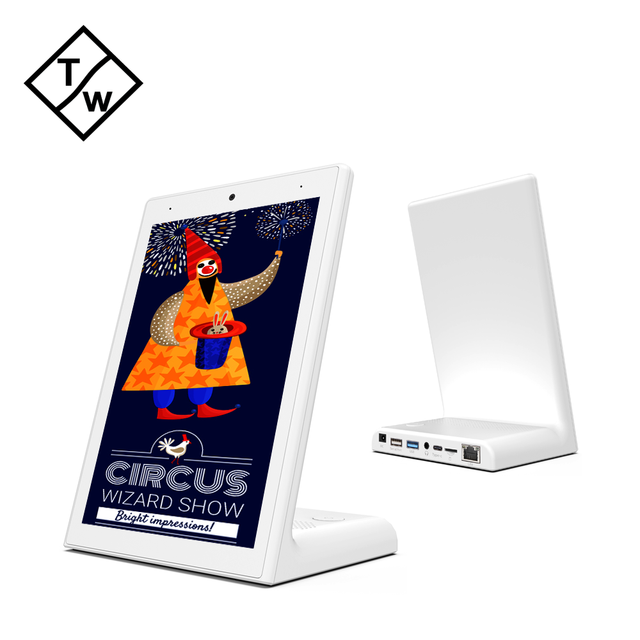 New Vertical 8 Inch L Shape Android Tablet Desk Stand with Wi-Fi & RJ45 Waterproof Business Use Touch Screen AIO