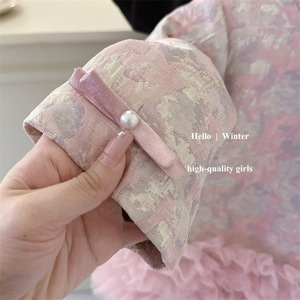 Girls Mesh Chinese Style Cheongsam Dress Winter Fleece <b>Lined</b> Princess <b>Coat</b> - Product Image 3