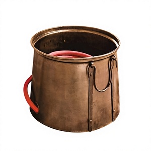 Diseño de barril para terraza de patio trasero o decoración de porche trasero, olla de manguera de Color cobre envejecido de gran venta con mango lateral - Product Image 1