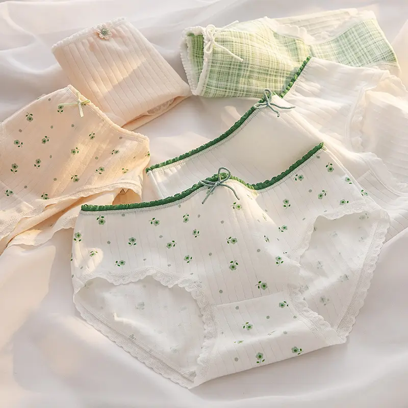 6Pcs Pure Cotton Underwear Cute Knot Soft Breathable Briefs Cute Young Panties Solid Girl Children Clothes
