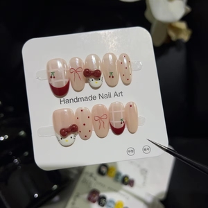 <span class=keywords><strong>Uñas</strong></span> Postizas Pintadas a Mano con Esencia de Perla, Elegantes, Minimalistas, <span class=keywords><strong>Cortas</strong></span>, en Forma de Almendra, Reutilizables <span class=keywords><strong>para</strong></span> Decoración, Precio al por Mayor - Product Image 6