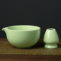 Ensemble de fouettage du matcha en céramique avec bol à thé, fouet et brosse pour usage en café, logo personnalisable, Chawan en céramique, repose-fouet en céramique