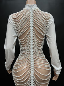 Nocance Novance en çok satan ürünler 2023 içi boş inci beyaz elbise parti sahne kostüm balo kıyafetleri balo kutlama elbiseleri - Product Image 4