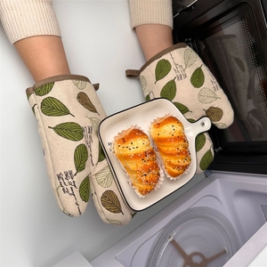 Gants de four en coton et lin épaissis résistants à la chaleur pour la cuisine, la pâtisserie, le micro-ondes et les outils de cuisson à haute température - Product Image 5