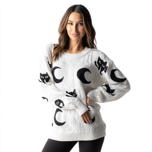 Pullover da <span class=keywords><strong>donna</strong></span> in maglia retrò da strega Vintage traspirante in Costume di Halloween <span class=keywords><strong>motivi</strong></span> classici in pizzo stile Casual per la primavera autunno inverno - Product Image 3