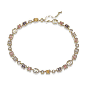 Chaîne ras du cou <span class=keywords><strong>multi</strong></span>-pierres scintillantes 18K bijoux en laiton plaqué or véritable CZ coloré collier de pierres précieuses arc-en-ciel pour femmes hommes - Product Image 2