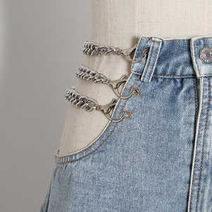 Pantalones vaqueros calados de pierna ancha para mujer, calados, sexys, con cadena de retazos, de cintura alta, <span class=keywords><strong>2022</strong></span> - Product Image 6