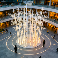 Escultura LED de Bambú Simulado, Luz de Paisaje de Estilo Oriental Luminosa RGB, Luz Comercial para Exteriores con Clasificación IP65 y Control Remoto