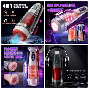 Masturbateur masculin télescopique entièrement automatique avec modes de vibration et de succion, entraîneur de pénis de poche pour hommes, jouet sexuel pour adultes - Product Image 4