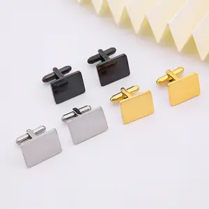 Plain18mm Cufflinks Custom Engraved Personalized Groomsmen Stainless Steel Polished Square Cuff Link Husband Men Gift