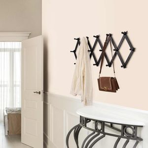 Tenture murale en accordéon à 16 crochets, porte-manteau extensible en bois pour chapeaux casquettes de baseball tasses à café bijoux - Product Image 3