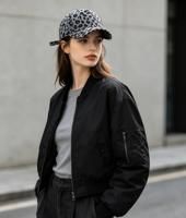 Casquette de baseball structurée en velours côtelé imprimé léopard pour femme, 6 panneaux, visière incurvée, style streetwear, boucle métallique réglable, logo personnalisé