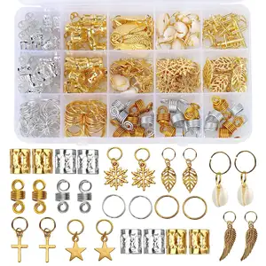 80 pz gioielli per capelli per trecce accessori dreadlock capelli treccia anelli clip perline intrecciare polsini Charms decorazione per le donne