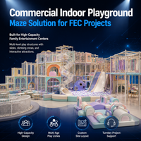 Structure de jeu intérieure commerciale en bois et plastique, avec clôture et coussins lumineux, couleurs personnalisables, certifiée CE EN1176 pour les centres de loisirs pour enfants (FEC)