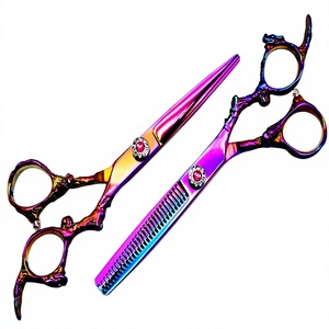 Tijeras profesionales para entresacar cabello ASAP para diestros, de titanio sostenible con recubrimiento de plasma, acero inoxidable color oro rosa, mango largo, 28 - Product Image 1