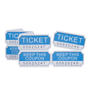 Billets de tombola bleus en gros, 250 feuilles par pile, perforés, pour événements - Product Image 1