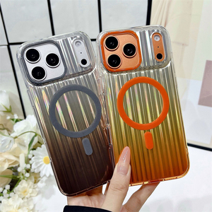 เคสโทรศัพท์แม่เหล็กแบบไล่สีรุ้งลายลูกฟูกสำหรับ iPhone 17 16 15 Pro Max ฝาหลังลายคลื่น IMD - Product Image 6