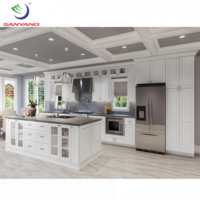 Armoires de cuisine et accessoires les plus récents ensembles complets RTA américain en bois massif blanc Shaker armoires de cuisine ensemble de conceptions modernes
