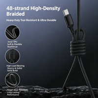 Câble de charge rapide USB-A vers USB-C en nylon tressé 27W PD, avec noyau interne en TPU à 48 brins haute densité, pour téléphones mobiles, vente en gros et approvisionnement en vrac