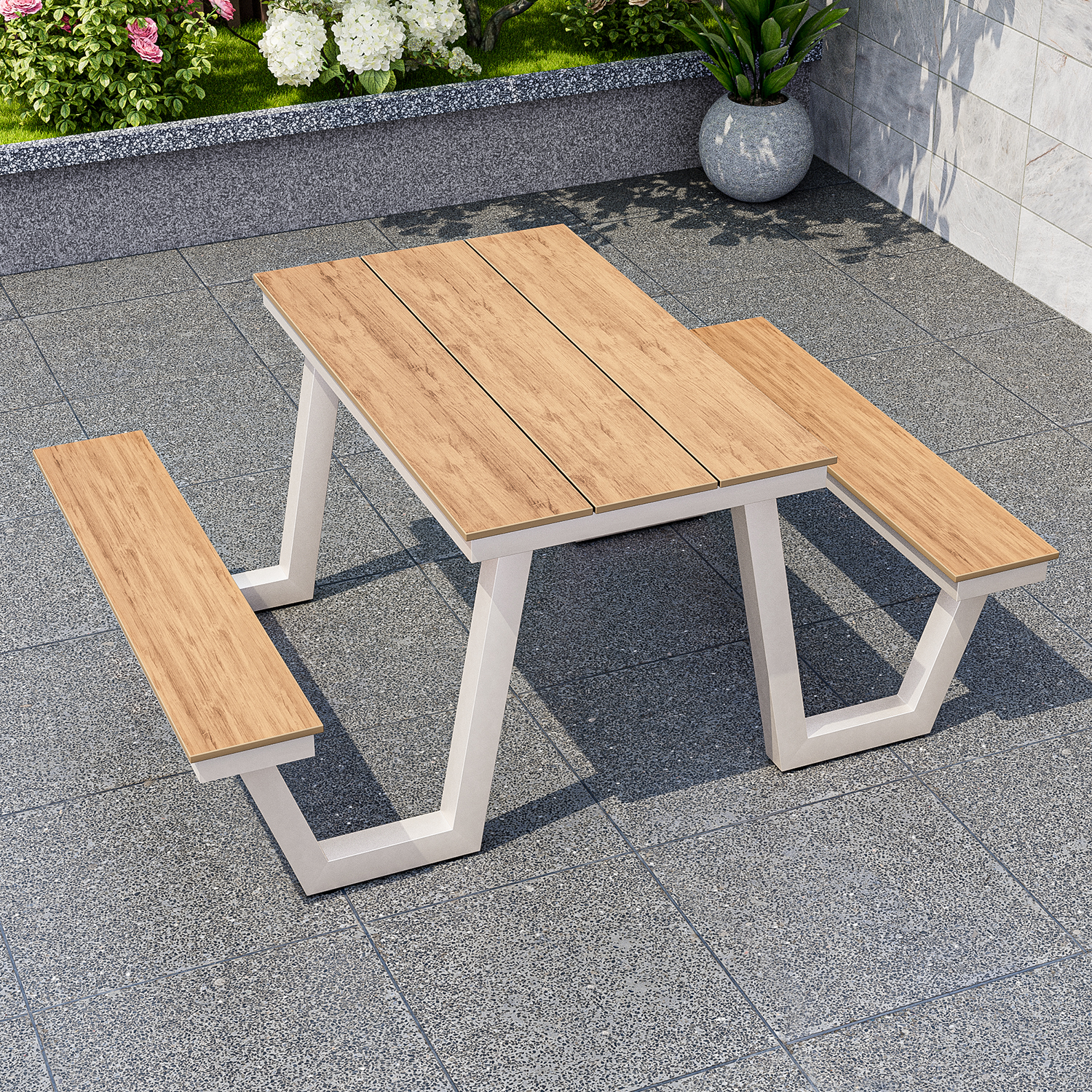 Tavolo frame-120cm WT con panca