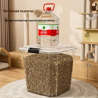 Seau de stockage pour aliments pour chats et chiens, en plastique PP injecté, hermétique, résistant à l'humidité, rectangulaire, grande capacité, durable, facile à nettoyer, pour animaux de compagnie