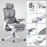 Chaise de bureau ergonomique avec soutien lombaire réglable, dossier dynamique, appui-tête, accoudoirs, chaise en maille respirante pour longues sessions assises