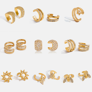 Orecchino con polsino di grande zircone da donna <span class=keywords><strong>in</strong></span> <span class=keywords><strong>vero</strong></span> <span class=keywords><strong>oro</strong></span> placcato - Product Image 2