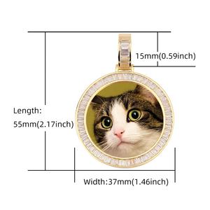 Medaglioni Fotografici Personalizzati <span class=keywords><strong>con</strong></span> Sublimazione, Ciondolo Geometrico <span class=keywords><strong>con</strong></span> Zirconi Cubici Creati in Laboratorio, <span class=keywords><strong>Collana</strong></span> <span class=keywords><strong>con</strong></span> Catena a Corda, Placcato <span class=keywords><strong>Oro</strong></span> in Ottone - Product Image 2