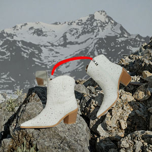 Bottes de cowboy occidentales mi-mollet pour femme, à bout pointu, hauteur genou, entièrement ornées de strass, en PU respirant, plates, pour automne-hiver – Meilleures ventes - Product Image 3