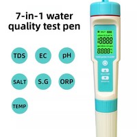 Stylo testeur de qualité de l'eau 7 en 1, pH-mètre numérique/TDS/EC/Salinité/SG/ORP/TEMP, stylo testeur de qualité de l'eau pour aquariums